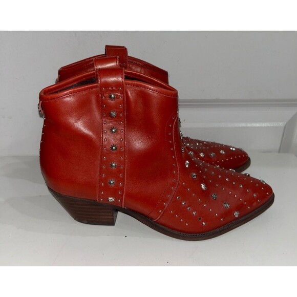 Sam Edelman Women’s Brian Red Studded Ankle Boots size 7.5 - Picture 2 of 10